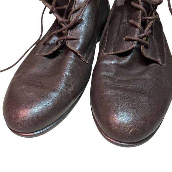 Vintage NINE WEST Brown Leather Lace Up Ankle Bootie Shoes | Size 9 - Picture 4 of 8